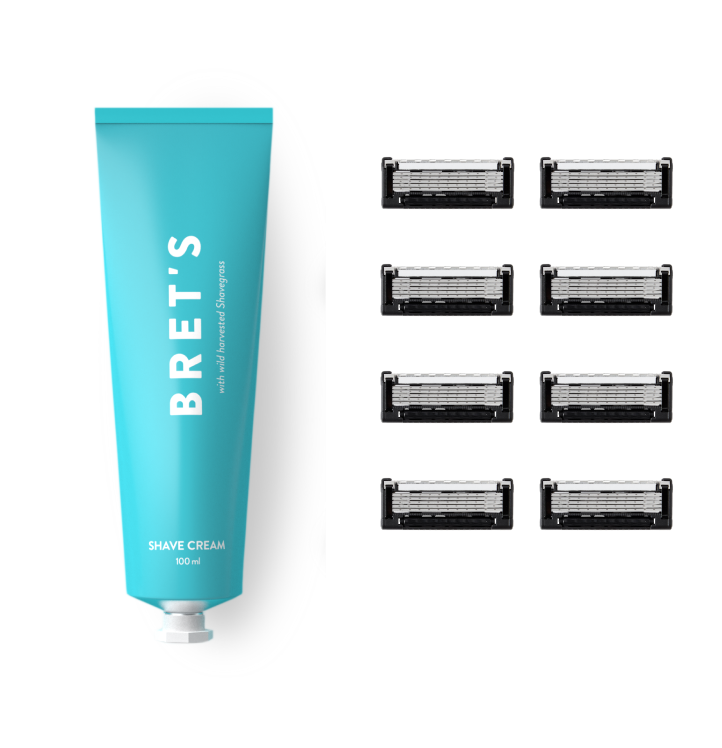 8 Blades, 1 Shave cream