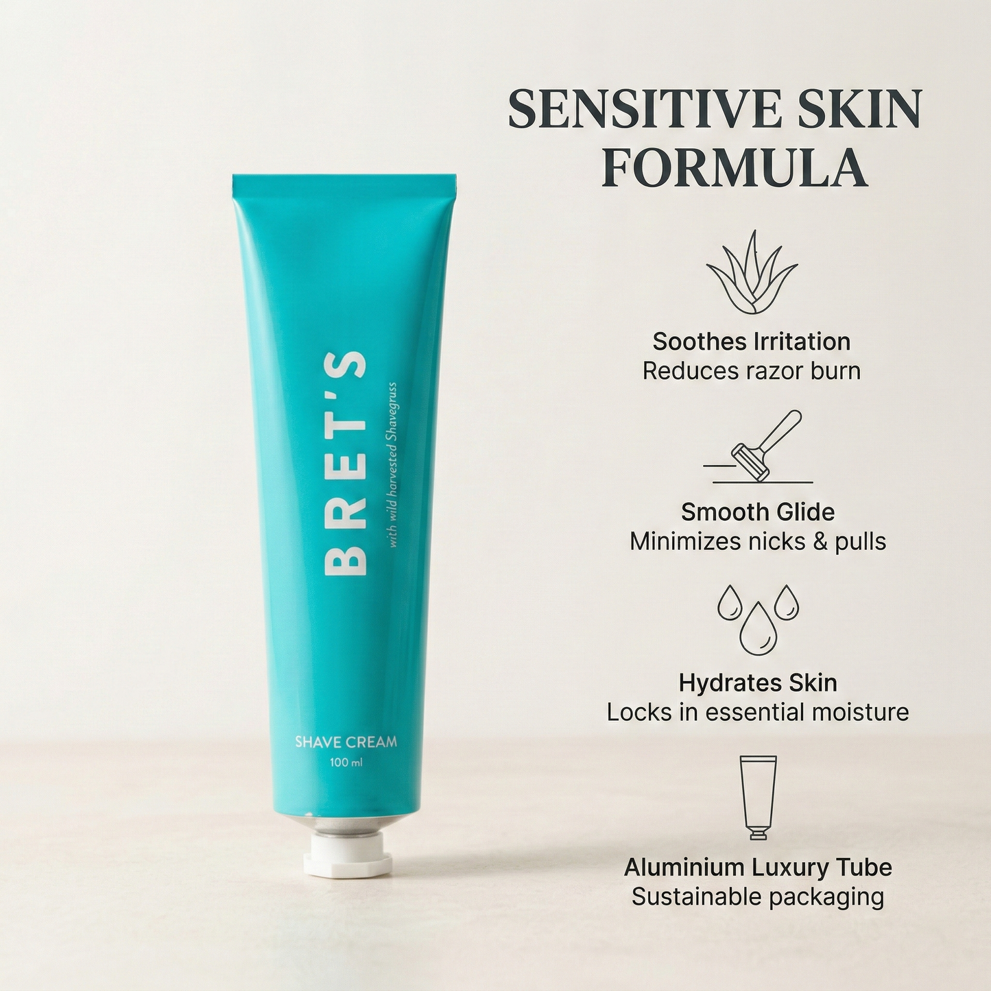 Bret’s Premium Natural Shave Cream - 100ml